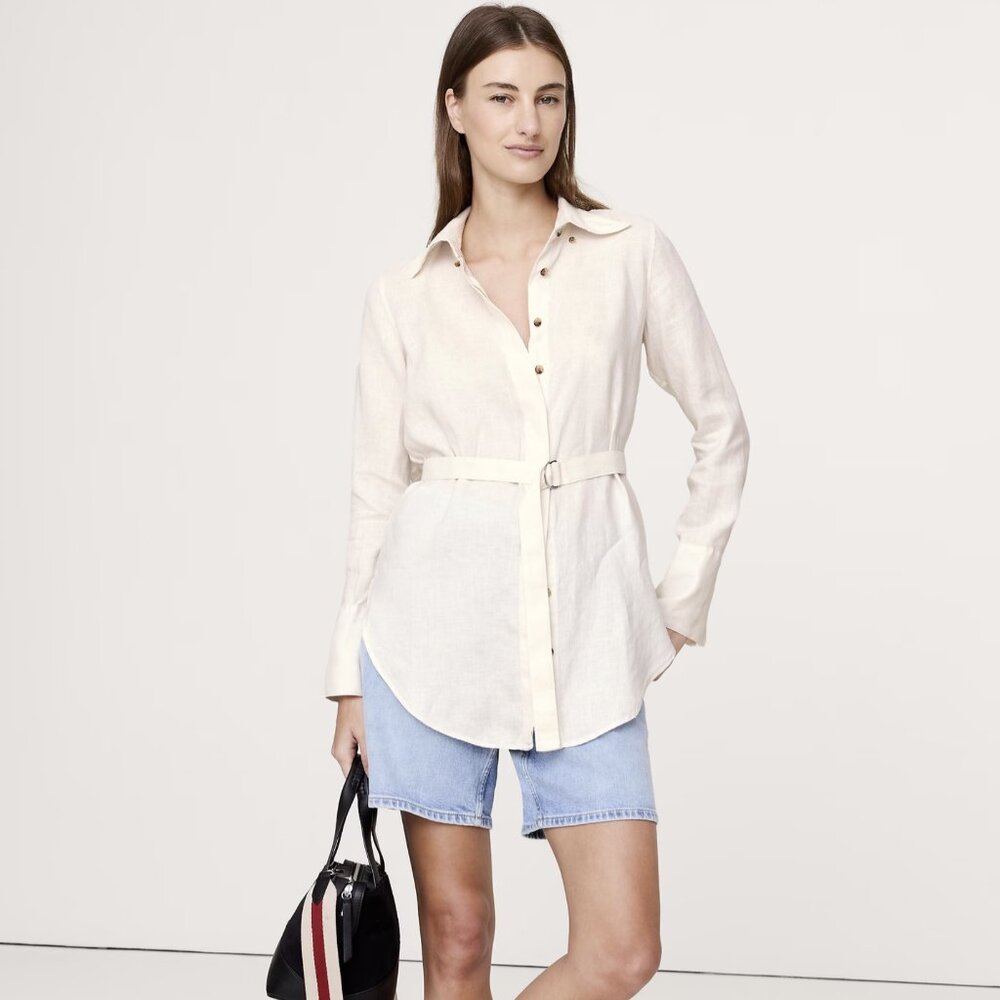 Linen Belted Tunic Shirt
